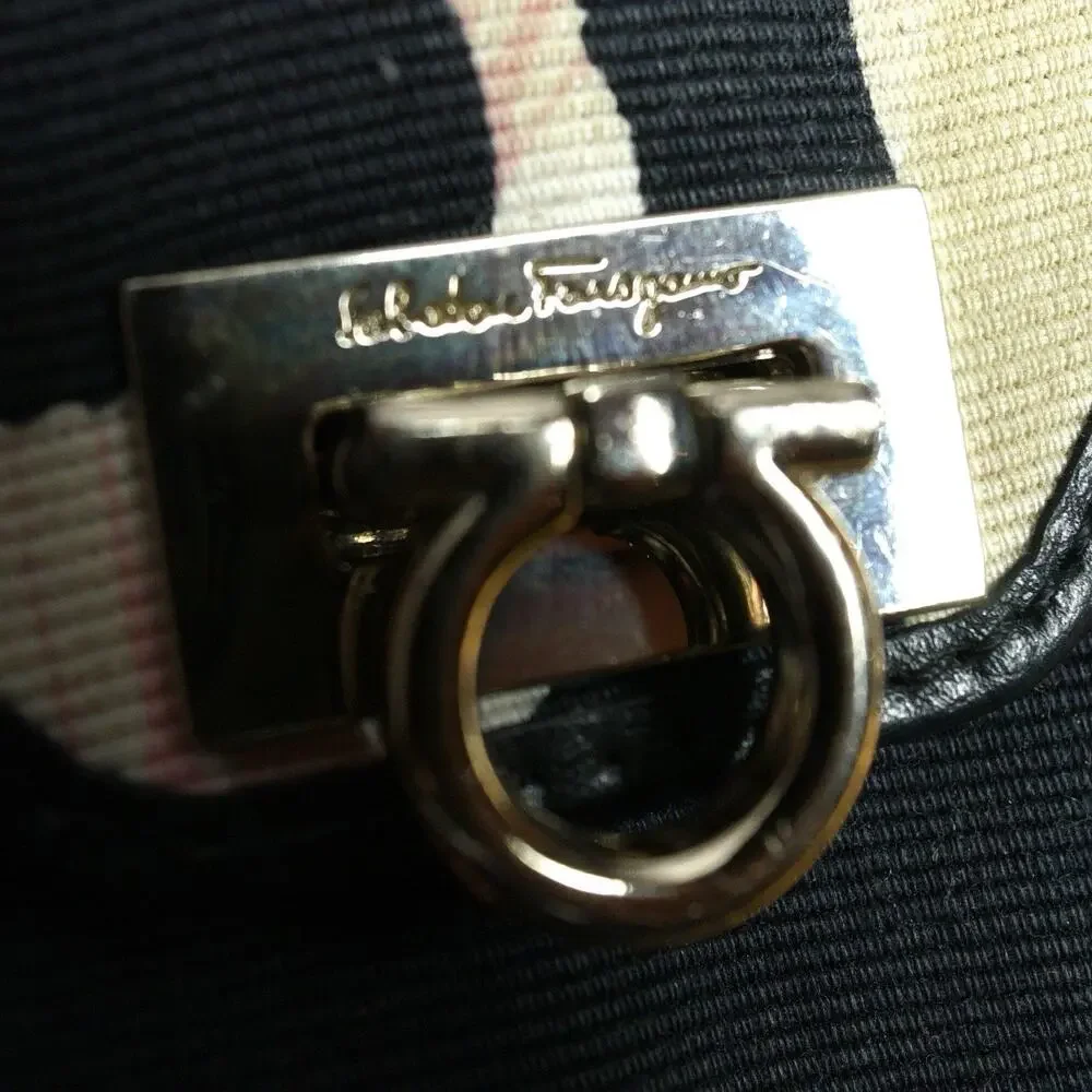 Authentic Salvatore Ferragamo Gancini Canvas Pouch